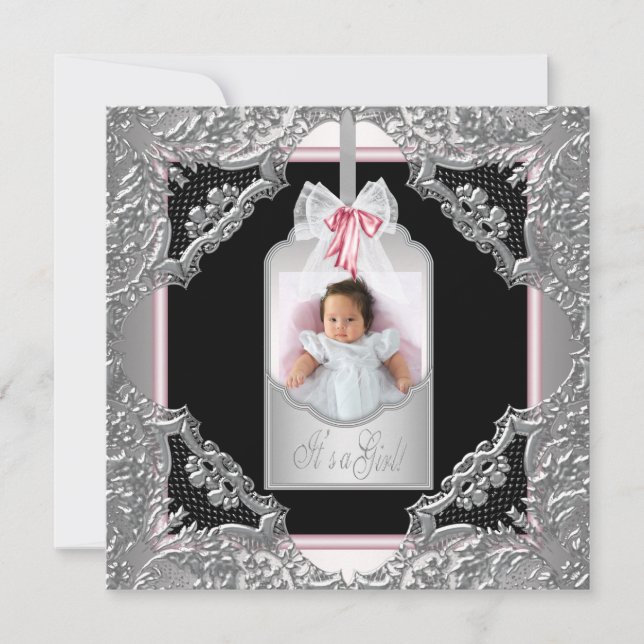 Anúncio de Nascimento de Bebê Menina com Foto em R (Frente)