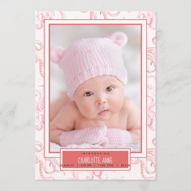 Anúncio de Nascimento de Bebê Menina Polvo Vida Ma (Frente)