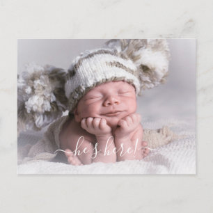 Anúncio de Nascimento de Bebê Menino com Foto