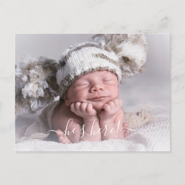 Anúncio de Nascimento de Bebê Menino com Foto (Frente)