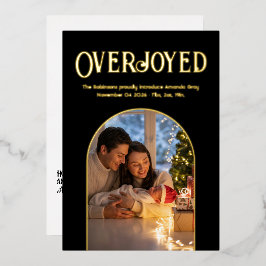 Anúncio de Nascimento de Bebê no Natal em Preto e