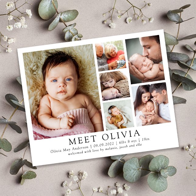 Anúncio de Nascimento de Bebê Olá Bebê com 6 Fotos (Criador carregado)