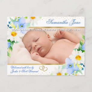 Anúncio de Nascimento de Bebê Recém-Nascido Floral