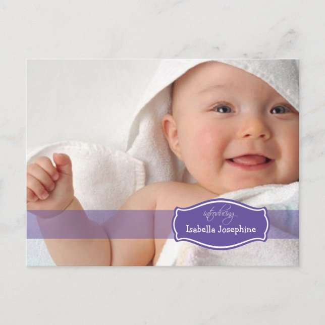 Anúncio de nascimento de bebê simplesmente elegant (Frente)