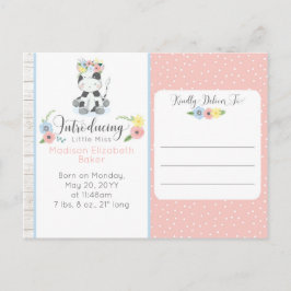 Anúncio de Nascimento de Bebê Vaca Rústico Floral