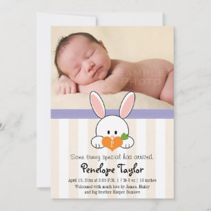 ANÚNCIO DE NASCIMENTO DE BUNNY RABBIT, MONOGRAMMED
