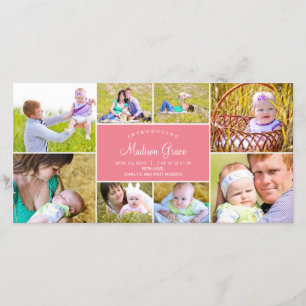 Anúncio de Nascimento de Colagem de na moda - Rosa