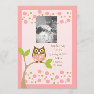 Anúncio de Nascimento de Coruja Rosa.