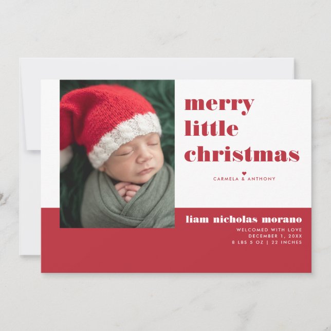 Anúncio de Nascimento de Férias de Natal Alegre (Frente)
