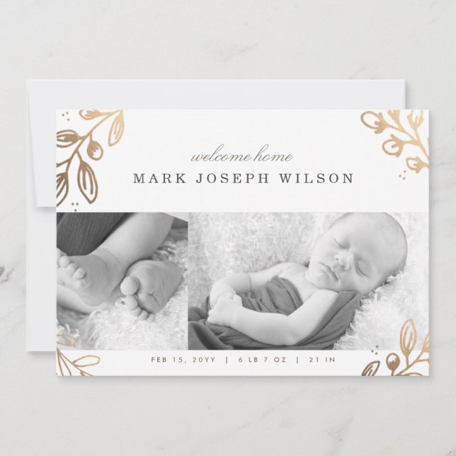 Anúncio de Nascimento de Folhas Douradas (Frente)