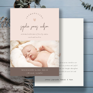 Anúncio de Nascimento de Foto com Script de Coraçã