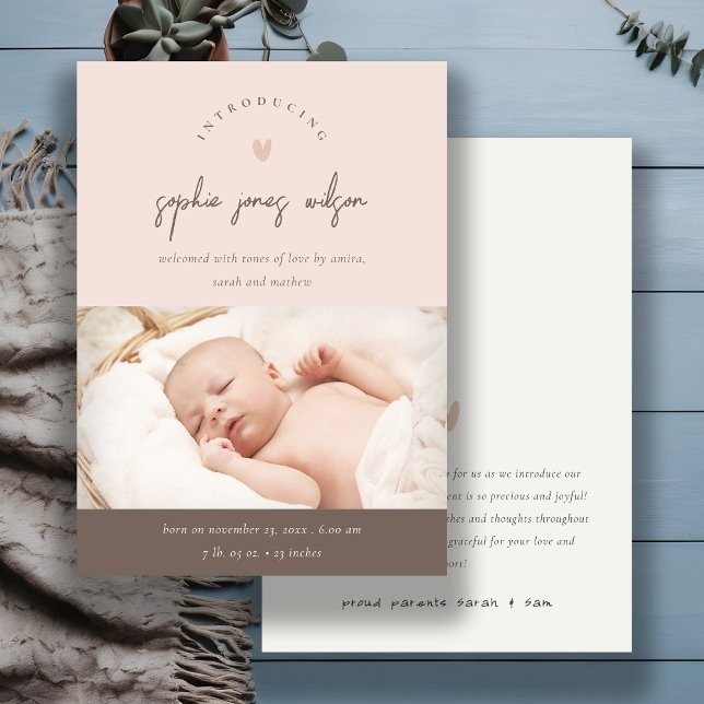 Anúncio de Nascimento de Foto com Script de Coraçã (Criador carregado)