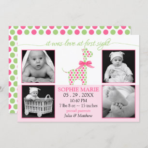 Anúncio de nascimento de Foto da Menina de Girafa