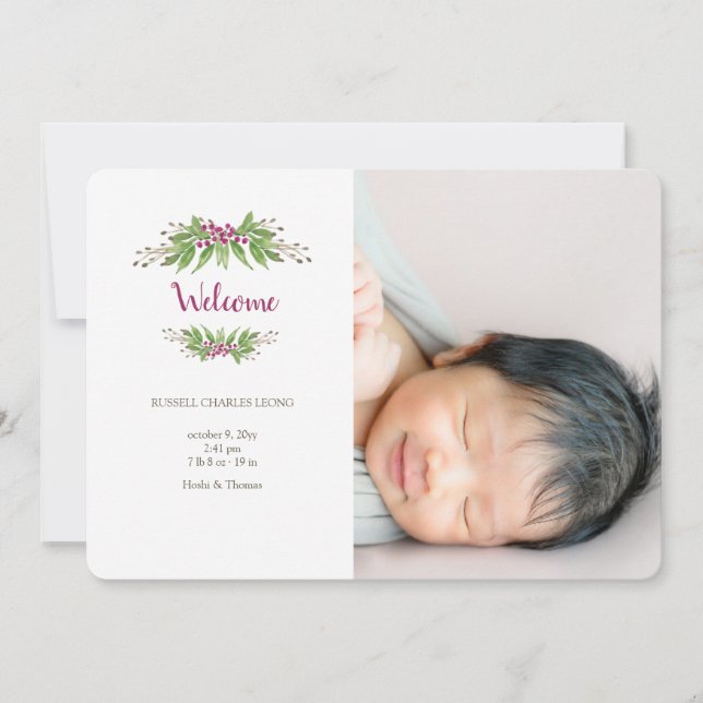 Anúncio de Nascimento de Foto de Berries Selvagens (Frente)