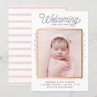 Anúncio de Nascimento de Foto de Confetti Rosa e D