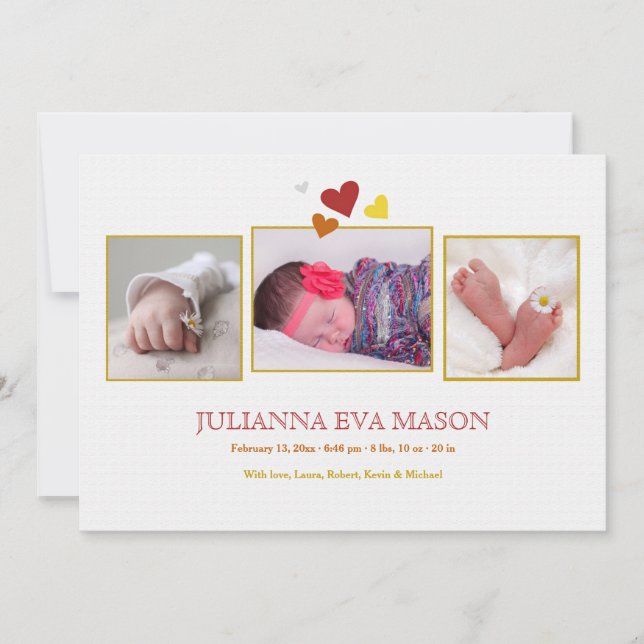 Anúncio de nascimento de Foto de Introdução Sensív (Frente)