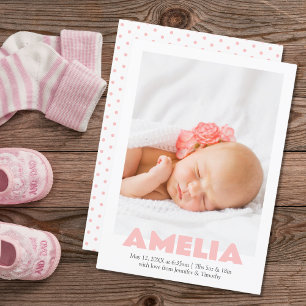 Anúncio de Nascimento de Foto de Menina Rosa Mínim