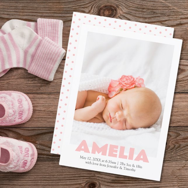 Anúncio de Nascimento de Foto de Menina Rosa Mínim (Criador carregado)