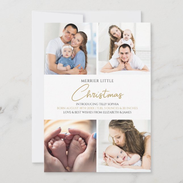 Anúncio de Nascimento de Foto de Natal Mais Alegre (Frente)