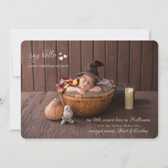 Anúncio de Nascimento de Foto de Pequenos Corações (Frente)