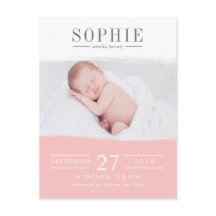 Anúncio de nascimento de foto de perfeição rosa-pi