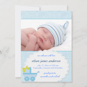 Anúncio de Nascimento de Foto do Baby Boy da Carru