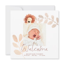 Anúncio de nascimento de Foto do Bebê Lion Moderno