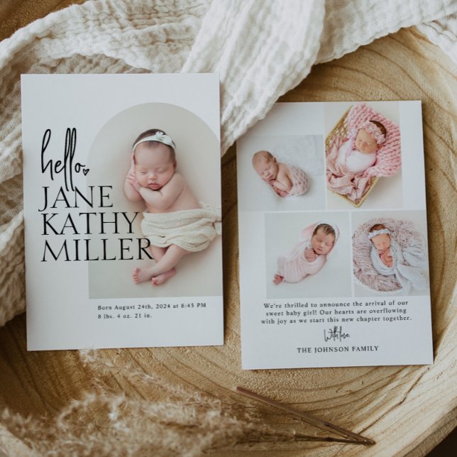 Anúncio de nascimento de Foto do Bebê Moderno Míni (Criador carregado)