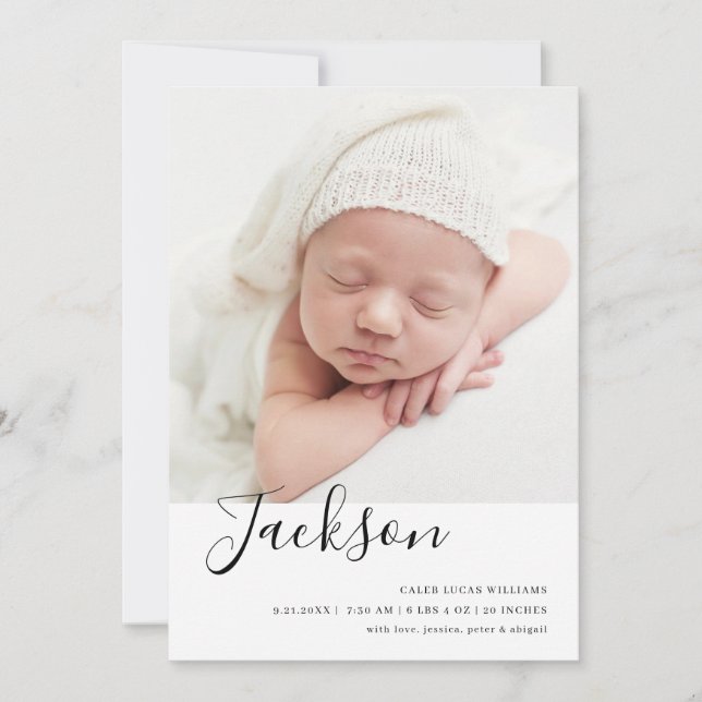 Anúncio de nascimento de Foto do Bebê Moderno Simp (Frente)