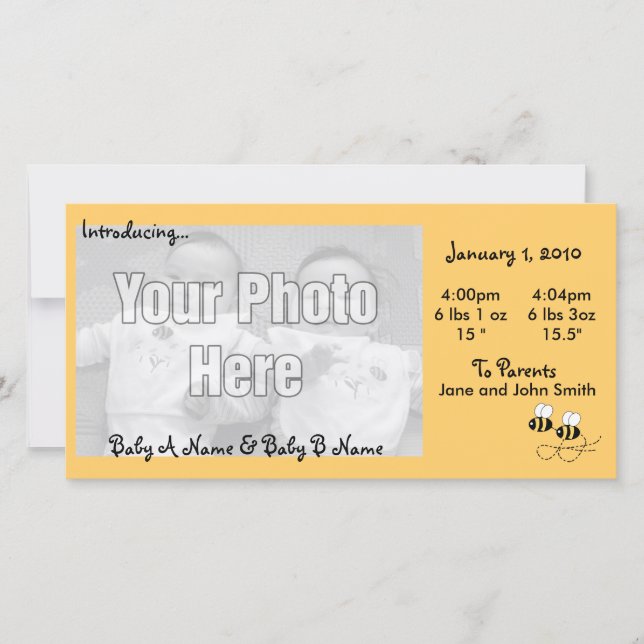 Anúncio de nascimento de Foto do Bees Twins (Frente)