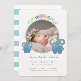Anúncio de Nascimento de Foto do Elephant Blue Flo