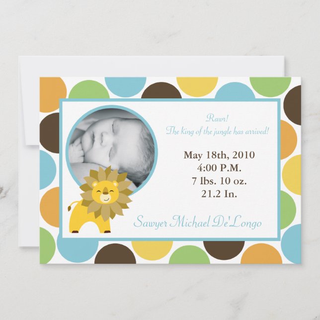 Anúncio de Nascimento de Foto do Jardim Zoológico  (Frente)