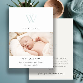 Anúncio de Nascimento de Foto do Monograma Mínimo 