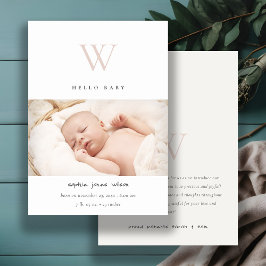 Anúncio de Nascimento de Foto do Monograma Mínimo 