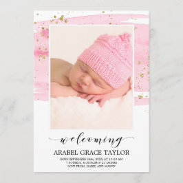 Anúncio de Nascimento de Foto Dourada e Blush da W