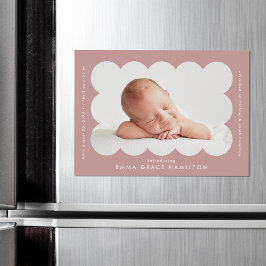 Anúncio de Nascimento de Foto Dusty Rosa Scalloped