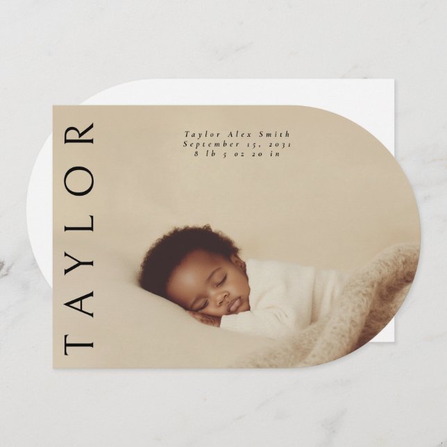 Anúncio de nascimento de Foto Mínimo e Único Moder (Frente/Verso)