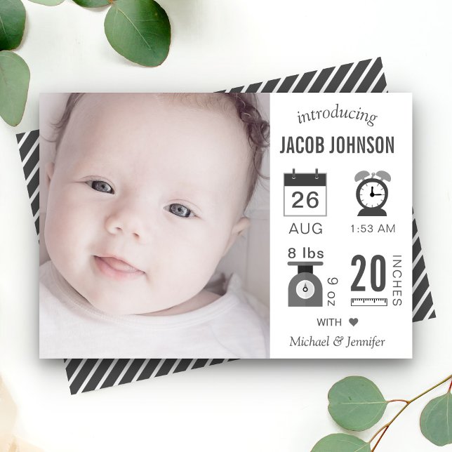 Anúncio de nascimento de Foto Moderno Infográfica (Criador carregado)