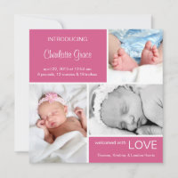 Anúncio de Nascimento de Foto Múltipla//Rosa Físic