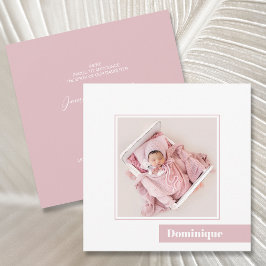 Anúncio de Nascimento de Foto Rosa Mínimo Simples