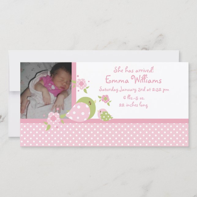 Anúncio de nascimento de Foto Safari Babiez Birdie (Frente)