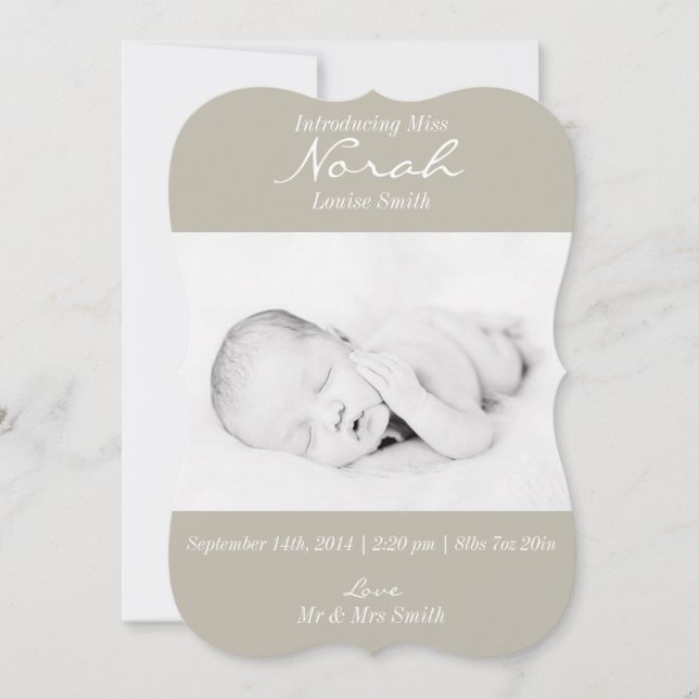 Anúncio de nascimento de Foto Simples Moderno Quat (Frente)