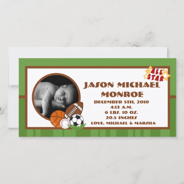 Anúncio de Nascimento de Foto Verde em 4x8 (Frente)