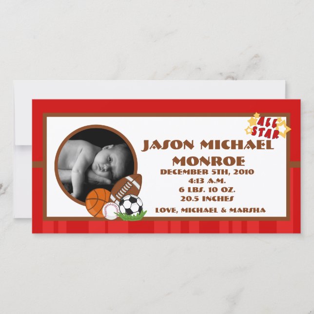 Anúncio de Nascimento de Foto Vermelha 4x8 (Frente)