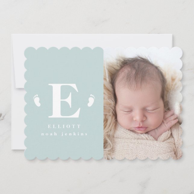 anúncio de nascimento de fotos de bebê monograma (Frente)