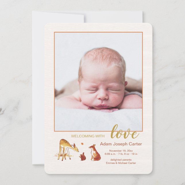 Anúncio de Nascimento de Fotos de Fé e Amigos (Frente)