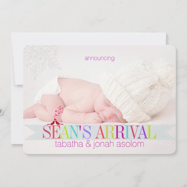 Anúncio de nascimento de fotos em flocos de neve P (Frente)