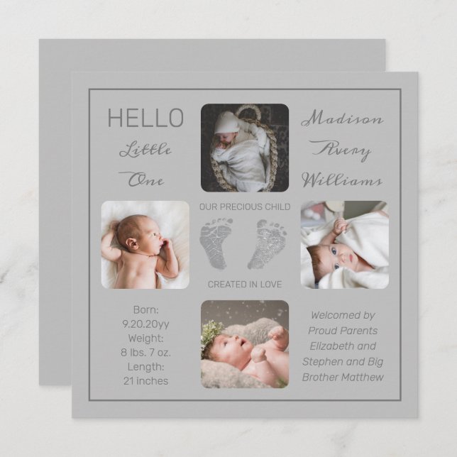 Anúncio de Nascimento de Fotos Múltiplas (Frente/Verso)