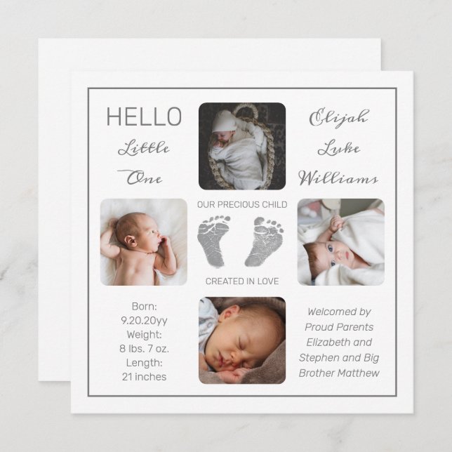 Anúncio de Nascimento de Fotos Múltiplas (Frente/Verso)