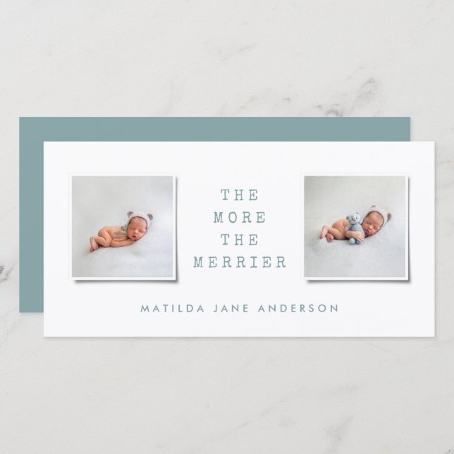 Anúncio de nascimento de fotos simples e moderno (Frente/Verso)